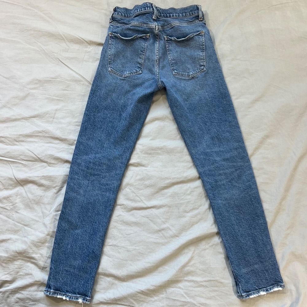 AGOLDE Toni Mid Rise Straight Leg‎ Jeans Womens Size 25x26 Blue Wash Distressed
